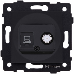 Изображение товара Розетка двойная спутниковая SAT + RJ45 черный матовый Kollinger REA-014BM для Aspekt, Eleganz, Reflex