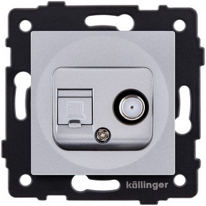 Изображение товара Розетка двойная спутниковая SAT + RJ45 серый Kollinger REA-014GY для Aspekt, Eleganz, Reflex
