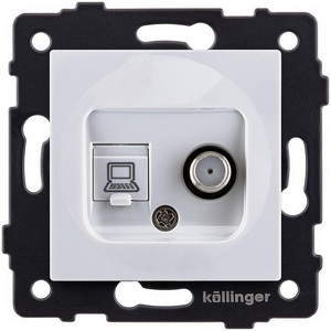 Изображение товара Розетка двойная спутниковая SAT + RJ45 белый Kollinger REA-014WH для Aspekt, Eleganz, Reflex