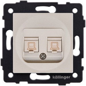 Изображение товара Розетка двойная Ethernet RJ45 золотой Kollinger REA-015GD для Aspekt, Eleganz, Reflex