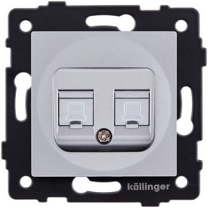 Изображение товара Розетка двойная Ethernet RJ45 серый Kollinger REA-015GY для Aspekt, Eleganz, Reflex