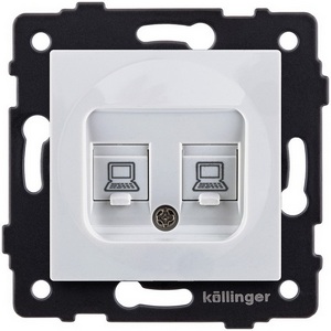 Изображение товара Розетка двойная Ethernet RJ45 белый Kollinger REA-015WH для Aspekt, Eleganz, Reflex