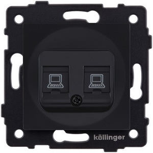 Изображение товара Розетка двойная Ethernet RJ45 черный матовый Kollinger REA-019BM для Aspekt, Eleganz, Reflex