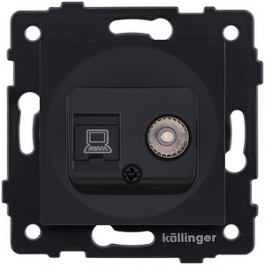 Изображение товара Розетка двойная TV (мама) + RJ45 черный матовый Kollinger REA-021BM для Aspekt, Eleganz, Reflex