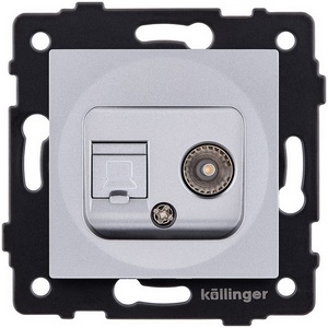 Изображение товара Розетка двойная TV (мама) + RJ45 серый Kollinger REA-021GY для Aspekt, Eleganz, Reflex