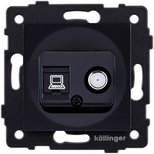 Изображение товара Розетка двойная спутниковая SAT + RJ45 черный Kollinger REA-022BK для Aspekt, Eleganz, Reflex