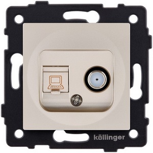 Изображение товара Розетка двойная спутниковая SAT + RJ45 золотой Kollinger REA-022GD для Aspekt, Eleganz, Reflex