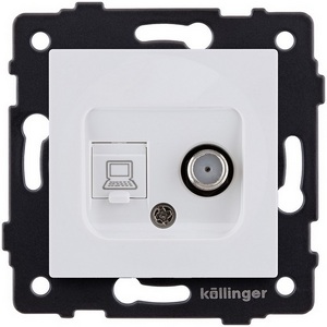 Изображение товара Розетка двойная спутниковая SAT + RJ45 белый матовый Kollinger REA-022WM для Aspekt, Eleganz, Reflex