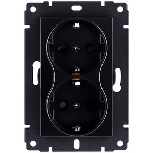 Изображение товара Розетка штепсельная SCHUKO двойная 16A/250 В черный Kollinger REA-032BK для Aspekt, Eleganz, Reflex