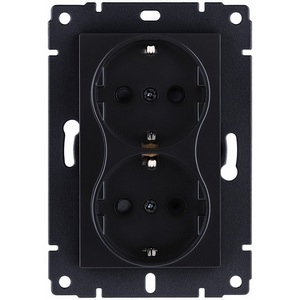 Изображение товара Розетка штепсельная SCHUKO двойная 16A/250 В черный матовый Kollinger REA-032BM для Aspekt, Eleganz, Reflex