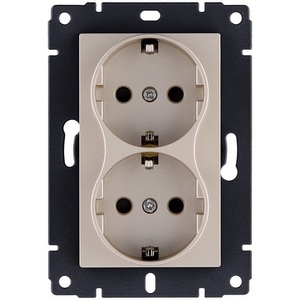 Изображение товара Розетка штепсельная SCHUKO двойная 16A/250 В золотой Kollinger REA-032GD для Aspekt, Eleganz, Reflex
