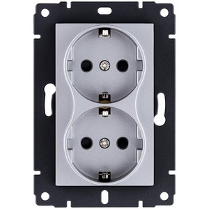 Изображение товара Розетка штепсельная SCHUKO двойная 16A/250 В серый Kollinger REA-032GY для Aspekt, Eleganz, Reflex