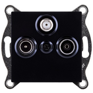 Изображение товара Розетка тройная TV (мама) + TV (папа) + спутниковая SAT черный Kollinger REA-036BK для Aspekt, Eleganz, Reflex