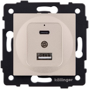 Изображение товара Розетка USB A+C 20W золотой Kollinger REA-037GD для Aspekt, Eleganz, Reflex