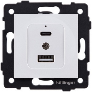 Изображение товара Розетка USB A+C 20W белый Kollinger REA-037WH для Aspekt, Eleganz, Reflex