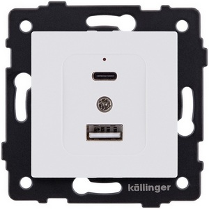 Изображение товара Розетка USB A+C 20W белый матовый Kollinger REA-037WM для Aspekt, Eleganz, Reflex