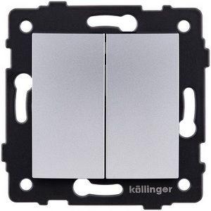 Изображение товара Выключатель 2-клавишный 10А/250В изогнутый, серый Kollinger REA-R-007GY для Aspekt, Eleganz, Reflex