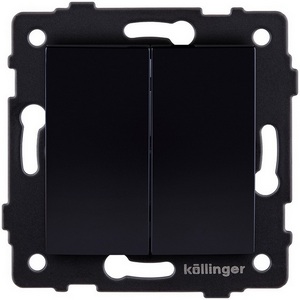 Изображение товара Выключатель 2-клавишный проходной 10А/250В изогнутый, черный Kollinger REA-R-009BK для Aspekt, Eleganz, Reflex