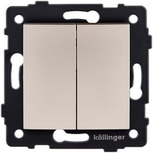 Изображение товара Выключатель кнопочный 2-клавишный 10А/250В изогнутый, золотой Kollinger REA-R-011GD для Aspekt, Eleganz, Reflex