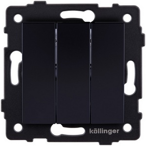 Изображение товара Выключатель 3-клавишный 10А/250В изогнутый, черный Kollinger REA-R-012BK для Aspekt, Eleganz, Reflex