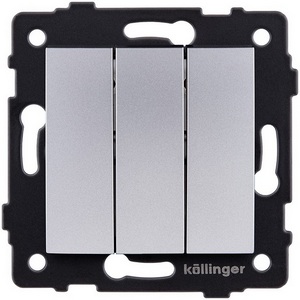 Изображение товара Выключатель 3-клавишный 10А/250В изогнутый, серый Kollinger REA-R-012GY для Aspekt, Eleganz, Reflex