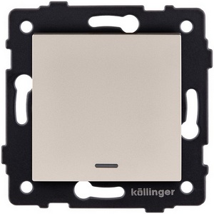 Изображение товара Выключатель 1-клавишный 10А/250В с LED подсветкой, золотой Kollinger REA-S-002GD для Aspekt, Eleganz, Reflex