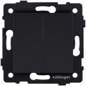 Изображение товара Выключатель 2-клавишный 10А/250В черный матовый Kollinger REA-S-007BM для Aspekt, Eleganz, Reflex