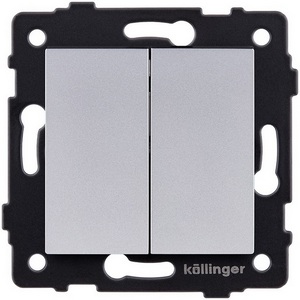 Изображение товара Выключатель 2-клавишный проходной 10А/250В серый Kollinger REA-S-009GY для Aspekt, Eleganz, Reflex