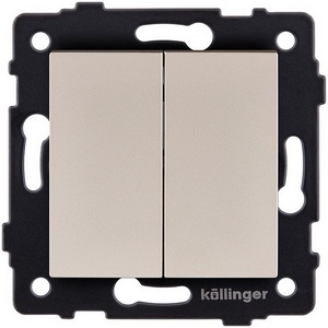 Изображение товара Выключатель кнопочный 2-клавишный 10А/250В золотой Kollinger REA-S-011GD для Aspekt, Eleganz, Reflex