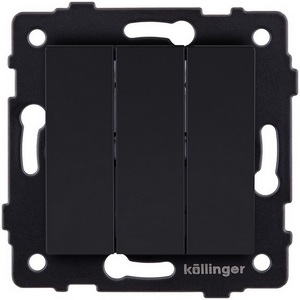 Изображение товара Выключатель 3-клавишный 10А/250В черный матовый Kollinger REA-S-012BM для Aspekt, Eleganz, Reflex