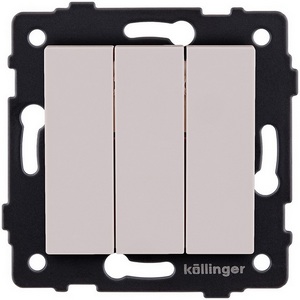 Изображение товара Выключатель 3-клавишный 10А/250В кашемир матовый Kollinger REA-S-012CM для Aspekt, Eleganz, Reflex