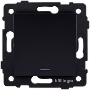 Изображение товара Выключатель кнопочный 1-клавишный 10А/250В с LED подсветкой, черный Kollinger REA-S-013BK для Aspekt, Eleganz, Reflex