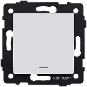 Изображение товара Выключатель кнопочный 1-клавишный 10А/250В с LED подсветкой, белый матовый Kollinger REA-S-013WM для Aspekt, Eleganz, Reflex