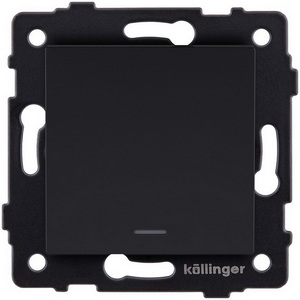 Изображение товара Выключатель 1-клавишный перекрестный 10А/250В с LED подсветкой, черный матовый Kollinger REA-S-015BM для Aspekt, Eleganz, Reflex