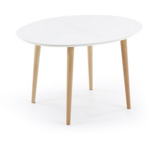 Изображение товара Стол телескоп с цельной вставкой обеденный La Forma (ex Julia Grup) Oqui (Белый/Дерево, Обработанная древесина) (круглая столешница, 4 ножки)