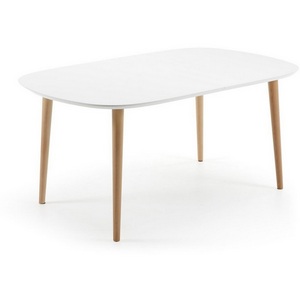 Изображение товара Стол телескоп с цельной вставкой на 10 персон обеденный La Forma (ex Julia Grup) Oqui (Белый/Обработанная древесина, Дерево) (прямоугольная столешница, 4 ножки)
