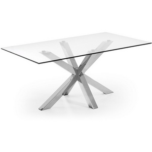 Изображение товара Стол обеденный La Forma (ex Julia Grup) Argo (Серебряный, Прозрачный/Сталь, Стекло) (прямоугольная столешница, 4 ножки)