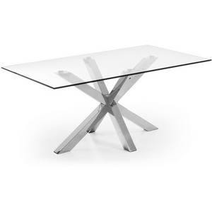 Изображение товара Стол обеденный La Forma (ex Julia Grup) Argo (Прозрачный, Серебряный/Сталь, Стекло) (прямоугольная столешница, 4 ножки)