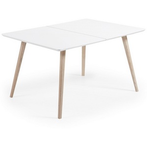 Изображение товара Стол телескоп с цельной вставкой на 8 персон обеденный La Forma (ex Julia Grup) Eunice (Белый/Дерево) (прямоугольная столешница, 4 ножки)