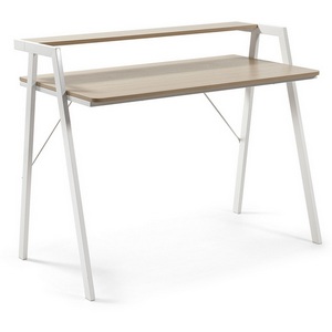 Изображение товара Компьютерный стол La Forma (ex Julia Grup) Aarhus (Серый, Белый/Дерево, ДСП, Сталь, Металл, Меламин) (прямоугольная столешница, 4 ножки)