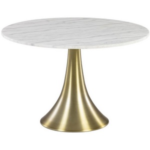 Изображение товара Стол обеденный La Forma (ex Julia Grup) Oria (Золотой, Белый/Сталь, МДФ, Металл, Мрамор, Алюминий) (круглая столешница, О-образная опора)