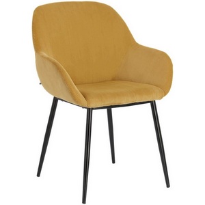 Изображение товара Обеденный стул La Forma (ex Julia Grup) Konna (Желтый,Горчичный/ Сталь,Фанера,Пена,Металл,Пенополиуретан)