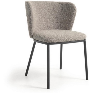 Изображение товара Стул Ciselia из светло-серой ткани букле и черными металлическими ножками La Forma (ex Julia Grup) арт.108349