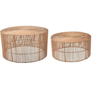Изображение товара Набор Elmima из 2-х столиков из 100% ротанга с натуральной отделкой D 66 см и D 55 см La Forma (ex Julia Grup) 108739 (круглая столешница, О-образная опора)