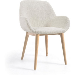 Изображение товара Стул Konna из белой ткани букле с ножками из массива ясеня La Forma (ex Julia Grup) арт.110294
