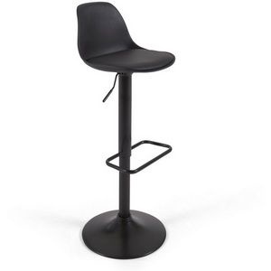 Изображение товара Барный стул с подставкой для ног Orlando-T - черная искусственная кожа и черная матовая сталь 60-82 см La Forma (ex Julia Grup) 111810