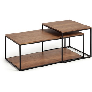 Изображение товара Журнальный стол с полкой La Forma (ex Julia Grup) Yoana (Черный/Шпон ореха, МДФ, Дерево, Железо) (прямоугольная столешница)