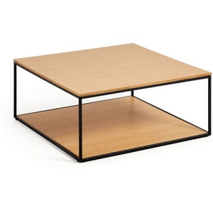Изображение товара Журнальный стол квадратный 80х80 см с полкой La Forma (ex Julia Grup) Yoana (черный/МДФ, дерево, Железо, Шпон дуба)