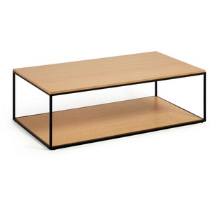 Изображение товара Журнальный стол с полкой La Forma (ex Julia Grup) Yoana (Черный/Шпон дуба, Железо, Дерево, МДФ) 146308 (прямоугольная столешница)