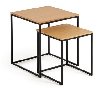 Изображение товара Журнальный стол квадратный с имитацией дерева La Forma (ex Julia Grup) Yoana (черный/Шпон дуба, Железо, дерево, МДФ) 146311 (П-образная опора)